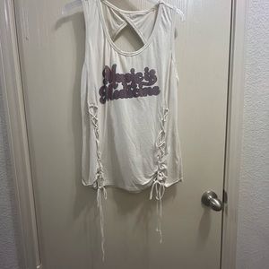 White open back tank top